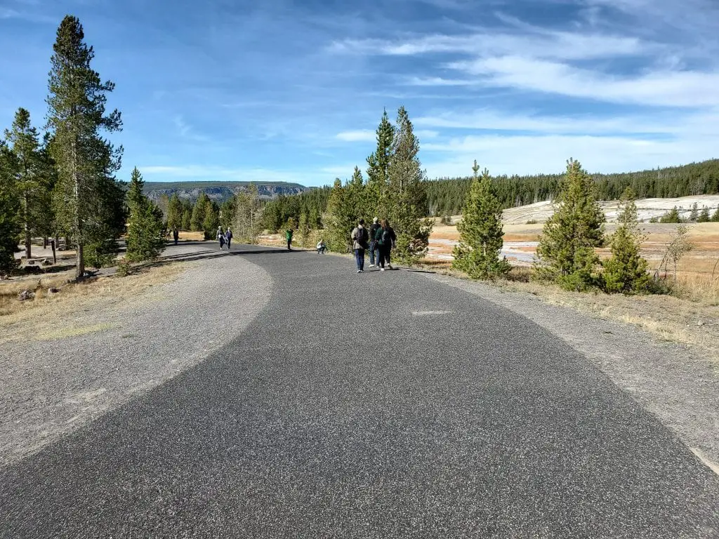 Walking path to Morning Glory in Yellowstone National Park