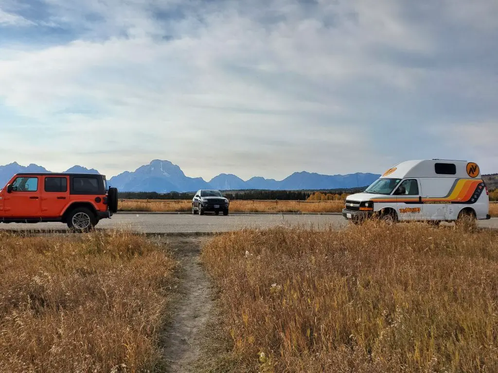 The parking lot at the Elk Ranch Flats turnout