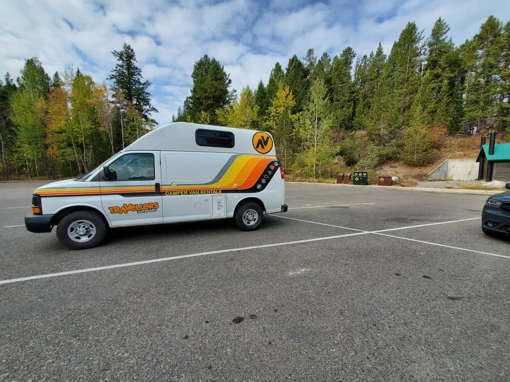 Parking lot at Jackson Lake Dam