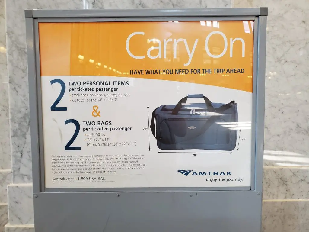 Amtrak Vacation Baggage Allowances