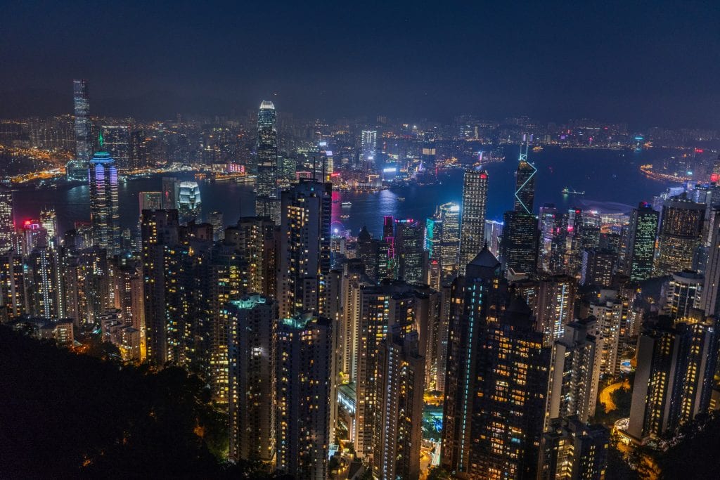 View of Hong Kong from Victoria Peak at night