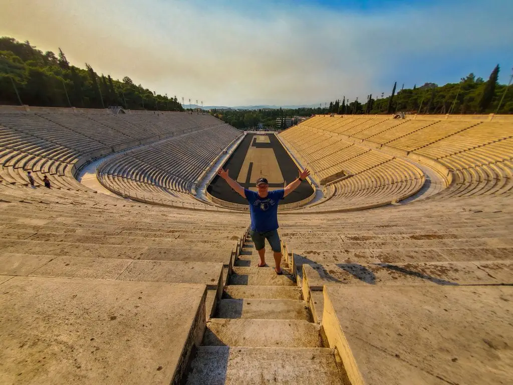 Standing at the Panathenaic Stadium in Athens Greece