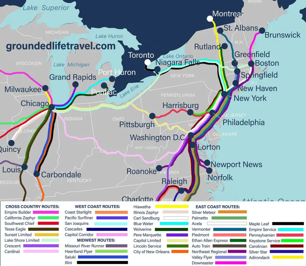 Amtrak East Coast Route Map