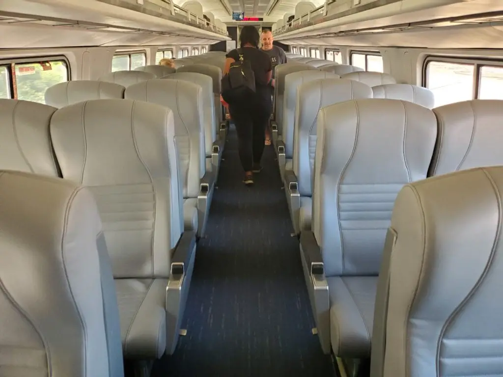Amtrak Coach Class seats on the Downeaster