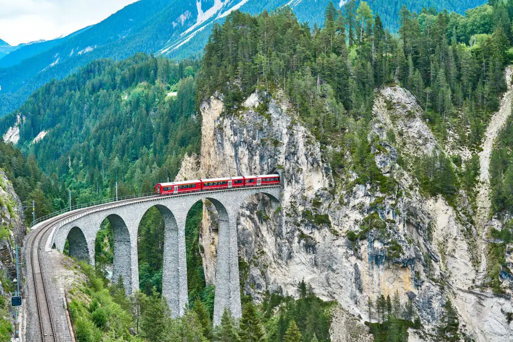 Bernina Express on Landwasser Viaduct