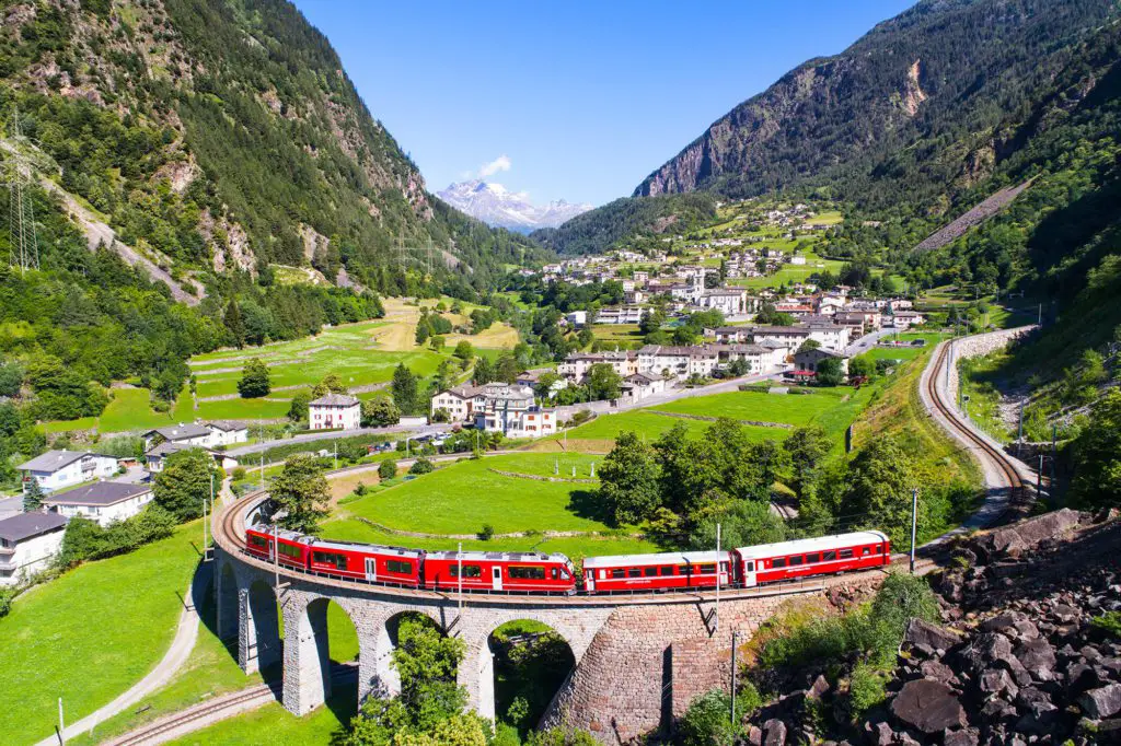 Brusio Viaduct with Bernina Express 